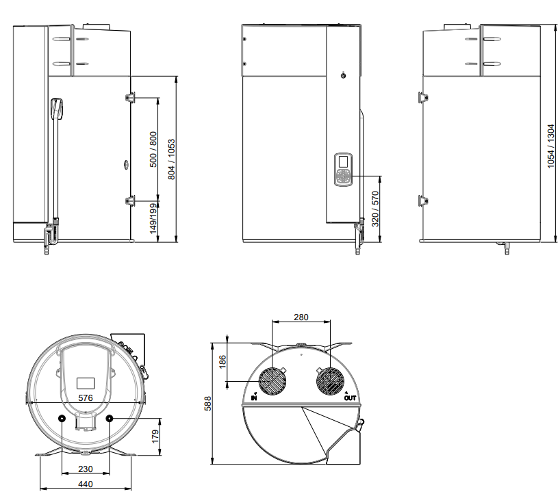 Medidas de la Bomba de Calor Aerotermia THERMOR AEROMAX VM R290 100
